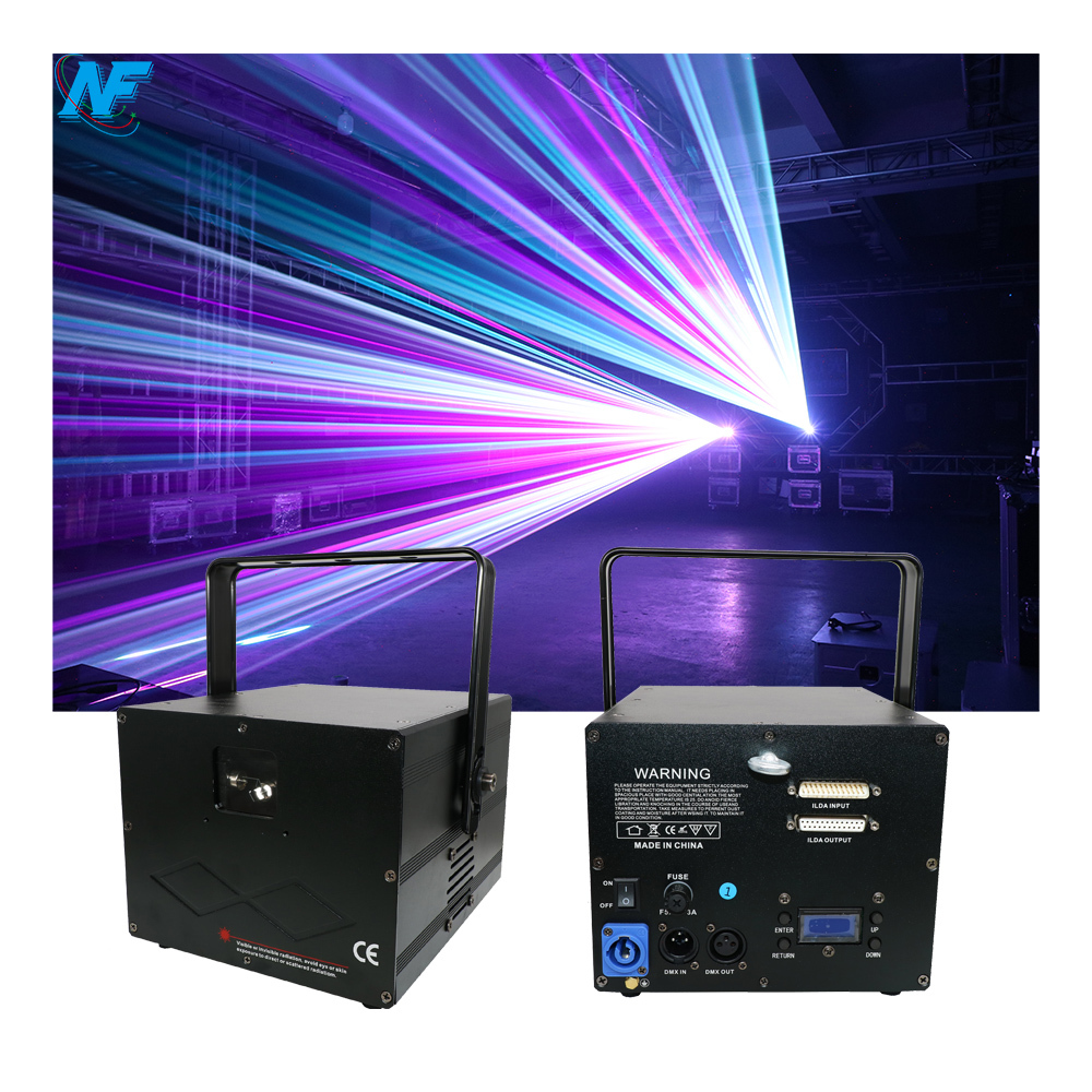 3W RGB Animation Laser Light DMX512 Control 128 Patterns High CRI 95 IP20 DJ/Disco/Club Stage Lighting 5000K Daylight (Aluminum