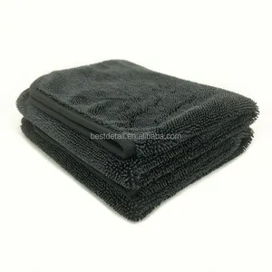 Çabuk kuru siyah 600GSM 40x50 cm bükülmüş döngü büküm kazık mikrofiber araba yıkama havlusu kurutma