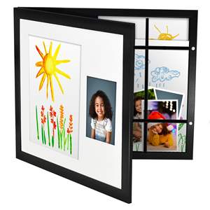 Cadre <span class=keywords><strong>photo</strong></span> magnétique en bois personnalisé pour enfants, affichage modifiable pour dessins et images d'enfants, ouverture frontale - Product Image 1