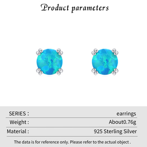 Pendientes de Plata de Ley S925 con Ópalo Azul en Engaste de Garra, Clásicos, Unisex, para Uso Diario, en Oferta - Product Image 2