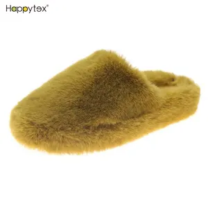 2023 New Luxury Fashion Pink Fuzzy Fur Winter Warm Fluffy Soft Comfortable Anti Slip Woman Slippers House Indoor Outdoor Slipper