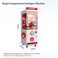 Machine Gacha Gachapon à compartiment unique, en métal et plastique, à monnayeur, pour usage commercial en centre commercial, divertissement pour adultes, garantie 1 an