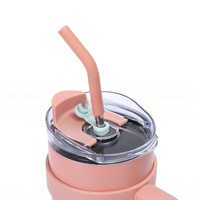 Nouvelle tasse de voiture isotherme élégante en acier inoxydable 304 à double paroi avec paille et poignée, bouteille d'eau géante de 40 oz