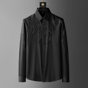 <span class=keywords><strong>Camicie</strong></span> da uomo Slim Fit moda maniche lunghe artigianato pesante <span class=keywords><strong>camicie</strong></span> da uomo senza ferro - Product Image 4