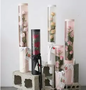 꽃집 용품 명확한 장미 선물 상자 Fleuriste 종이 상자 도매 포장 크래프트 꽃 상자 꽃