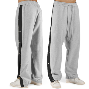 Fashion Basketball Pants Sports Men Tear Away High <strong>Split</strong> Patchwork Snap Button Street Wear Sweatpants Straight Quick Dry - Product Image 2