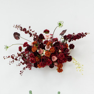 Arrangement floral artificiel <span class=keywords><strong>de</strong></span> luxe M800, <span class=keywords><strong>rouge</strong></span> bordeaux <span class=keywords><strong>et</strong></span> <span class=keywords><strong>noir</strong></span>, <span class=keywords><strong>centre</strong></span> <span class=keywords><strong>de</strong></span> <span class=keywords><strong>table</strong></span> floral pour mariage, événement, décoration <span class=keywords><strong>de</strong></span> la maison - Product Image 4