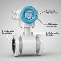 CXLD Electromagnetic Flow Meter DN100-DN1000 316L Elektroda RS485 untuk Air Limbah Cairan Konduktif Akurasi 0.5%FS