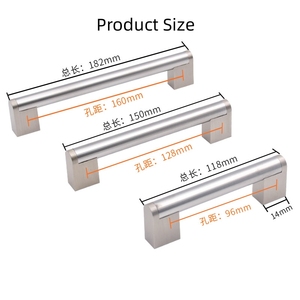 Furnitur Stainless Steel pegangan pintu kabinet u-bar pegangan tarik Laci kabinet berongga - Product Image 6