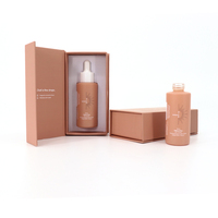 Flacon Pompe de Luxe Vide Rond Givré Mat pour Sérum Visage 30ml 50ml 100ml Bouteille Compte-gouttes en Verre pour Huile Essentielle avec Boîte