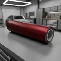 Film adhésif mat en vinyle rouge PET Romani pour enveloppement de voiture, film changeant de couleur pour carrosserie, 7,5 mil
