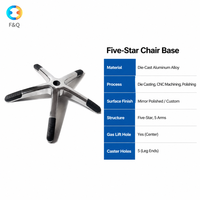 Base de chaise de bureau pivotante en alliage d'aluminium 5 étoiles, pièce de rechange moulée sous pression polie OEM