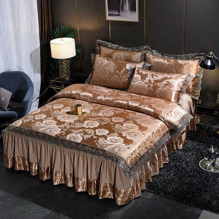 European embroidery jacquard cotton four-piece bedding quilt cover sheets pillowcases noble main image 1