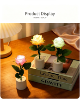 Nouvelle Lampe LED Rose Transfrontalière Best-seller, Cadeau Saint-Valentin, Matériau ABS, Lampe de Bureau Ambiante Moderne et Simple en Forme de Pot de Fleurs