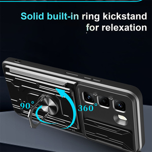 Funda protectora para teléfono con soporte de anillo a prueba de golpes para cámara con tarjetero funda de teléfono con armadura de bolsillo para Infinix Hot <span class=keywords><strong>50</strong></span> <span class=keywords><strong>Pro</strong></span> 4G - Product Image 4