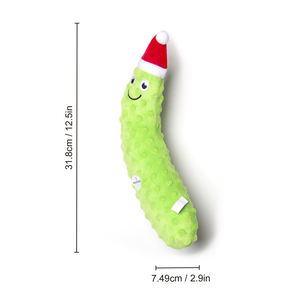 2025 interaktif çiğnemek Squishy XMAS peluş SANTA şapka sevimli gülümseme viraj salatalık turşu köpek peluş oyuncaklar - Product Image 6
