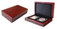 Boîte à médailles en bois, boîte à capsules pour pièces de monnaie, design personnalisé, vente en gros, 1 pièce/boîte cadeau, bois MDF, collection carrée, vernis brillant