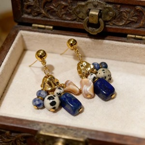 Boucles d'oreilles pendantes en lapis-lazuli plaquées or, style bohème, pour femmes, à porter au quotidien, avec pampilles en pierre naturelle - Product Image 5