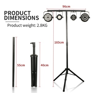 Trépied noir professionnel avec 4 lampes, en alliage d'aluminium et plastique ABS, pour éclairage de scène - Product Image 5