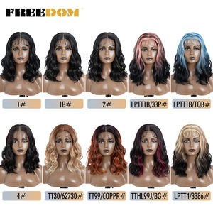 Синтетический парик FREEDOM 13x7 с прозрачной кружевной передней частью, короткий боб, натуральные вьющиеся локоны, для женщин, коричневый, блонд, для косплея - Product Image 6