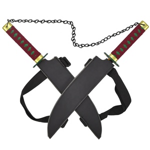 Épée Nichirin Demon Slayer en acier inoxydable de 43 cm, pas cher, <span class=keywords><strong>Tengen</strong></span> Uzui, décoration artisanale, ensemble de deux katanas avec fourreau en cuir PU - Product Image 6