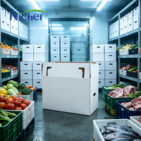 Boîtes ondulées imperméables imprégnées de cire de qualité alimentaire avec poignée, impression quadricolore pour fruits de mer, légumes et fruits surgelés