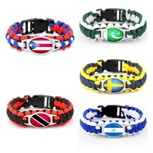 Manufacturer 233 Countries Flag Handmade Bracelet National Country Flag Paracord Survival Bracelets