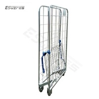 Chariot de transport et de stockage à quatre roues pour supermarché, avec cage en treillis métallique roulante