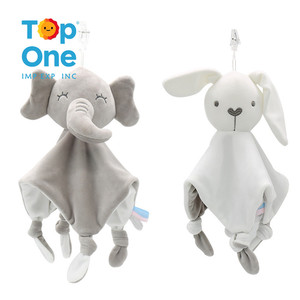 Top One personnalisé coton biologique bébé en peluche lapin en peluche couverture bébé avec tête d'éléphant/ours endormi - Product Image 4