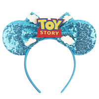 Bandeau pour enfants, dessin animé amusant, paillettes bleues et jaunes, nœud, accessoires pour cheveux inspirés du parc d'attractions