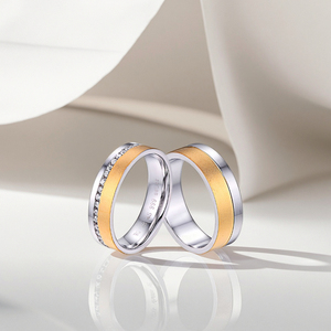 Anillo de plata de dos tonos Keiyue, alianzas de boda de rodio y oro para parejas, joyería en línea para amantes y compromisos - Product Image 3