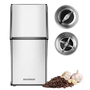 SHARDOR 2 in 1 Spices Grinder Stainless Steel Electric Wholesale Small Kitchen Appliances Removable Bowls Chopper Bean Grinder