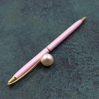 Bolígrafo de metal personalizado para mujer, bolígrafo con logotipo promocional de gel decorativo de perlas para marketing de negocios de oficina