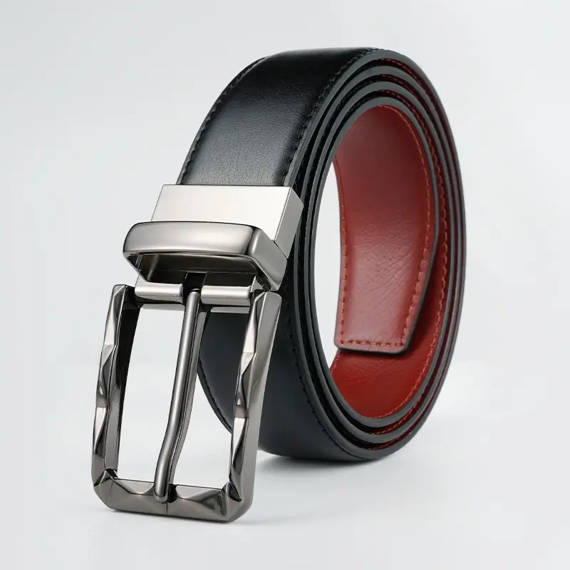 Custom Logo Adjustable 3.5CM Wide Genuine Cow Hide Leather Belt from Brown with Alloy Buckle
