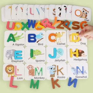 Juego Educativo de Letras de Madera ABC, Rompecabezas de Combinación de Patrones de Animales, Tarjetas de Memoria con Números y Alfabeto - Product Image 2