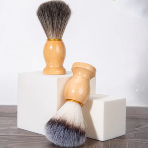 Brosse à raser en poils naturels avec manche en bois, outil de coiffure pour salon de barbier, pour homme, pour savon à raser, mousse <span class=keywords><strong>et</strong></span> crème - Product Image 2