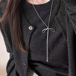 Collana lunga con coulisse semplice con fiocco per donna alla moda coreana maglione catena di tendenza accessori per gioielli regali - Product Image 3