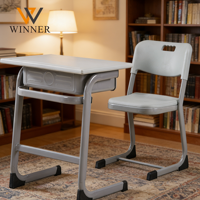 Ensemble chaise et bureau d'étude moderne pour étudiant, confortable, réglable en hauteur, design ergonomique, cadre métallique, tiroir, pour la maison, le bureau ou l'école