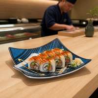 Onbreekbare, vaatwasmachinebestendige, Japanse stijl A5 restaurant serveerschalen, vierkante sushi melamine borden