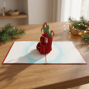 Vietcraft Custom Design Christmas New <b>Year</b> Sock 3D Pop Card Handicraft Paper Crafts Handmade Custom Logo Wholesale Top Trending - Product Image 4
