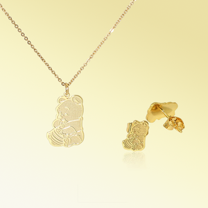 Kustom kartun lucu karakter anting kucing modis <span class=keywords><strong>Set</strong></span> perhiasan UNTUK WANITA baja nirkarat 18k berlapis emas kalung hadiah - Product Image 4