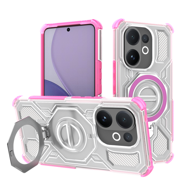 Premium Armor Design Rugged TPU+PC Shockproof Waterproof Magnetic Ring Holder Phone Case with Lens Protection Vivo V60 5G