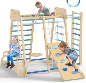 202502 Gimnasio Interior Inspirado en Montessori, Juego de Madera para Escalar con Tobogán para Niños, para Uso en Casa, Escuela, Parque o Dormitorio - Product Image 1
