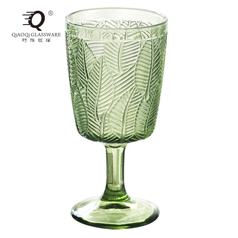 Preslenmiş üretim cam şarap bardağı avrupa yaratıcı stemware renkli gözlük rus bağbozumu kabartma şarap bardağı