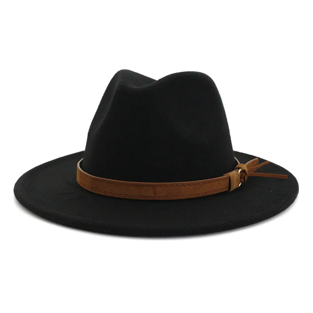 Men Women Vintage Wide Brim Fedora hat with Belt Buckle hat fedora hats