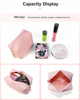 Sac de rangement cosmétique octogonal petit format en cuir PU avec fermeture éclair, directement de l'usine, pour femme