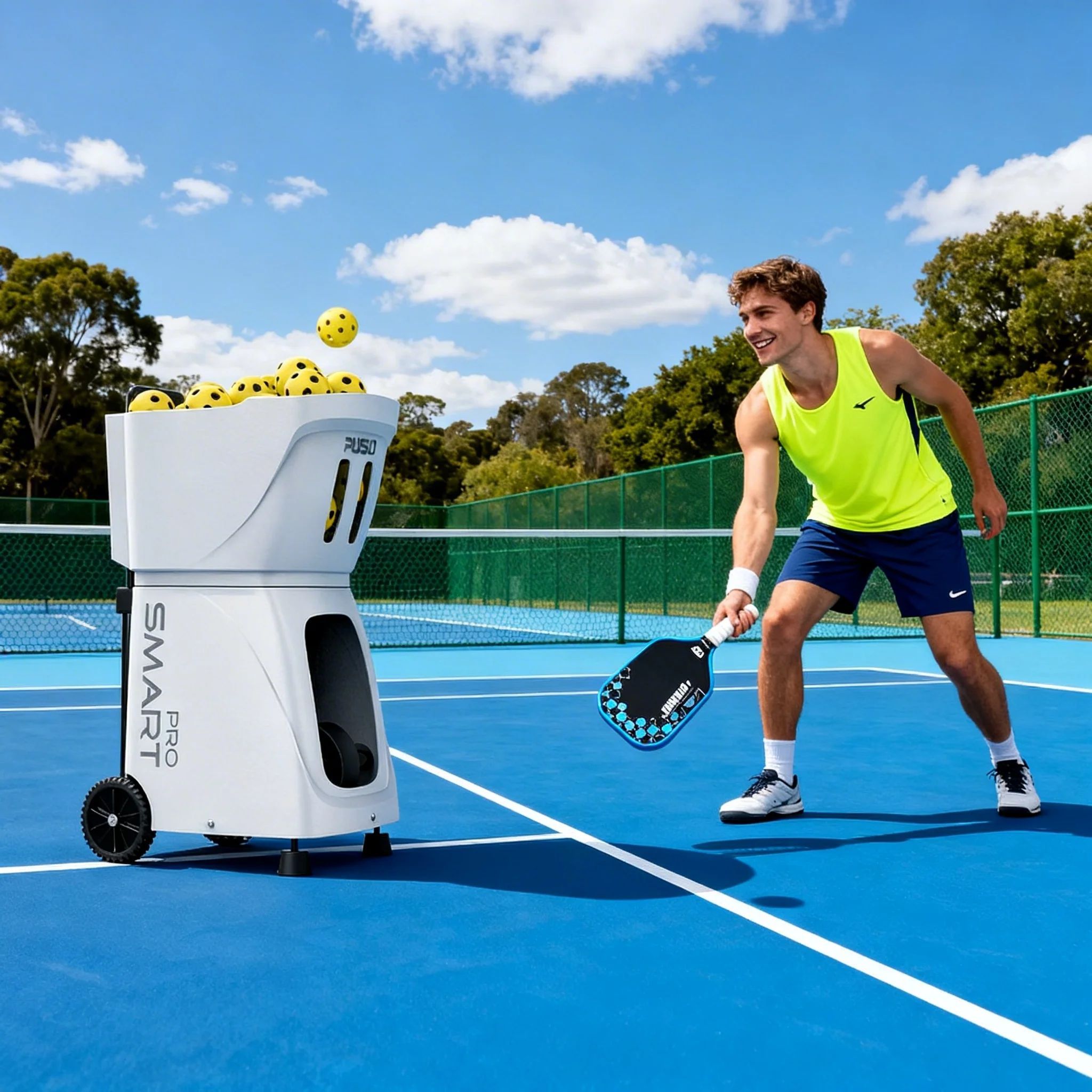 Automatic Pickleball Training Machine 85 Balls Capacity ABS Self-Programming 4-6 Hours Battery Life APP+Remote Control Portable