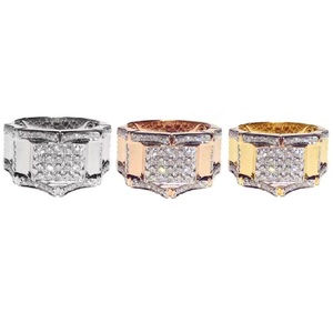 Hong Kong Jewelry Wholesale Sparkling Wealthy 18k Solid Rose Gold Real Diamond Jewels Huge Cluster Man Wedding Ring for Gift - Product Image 4