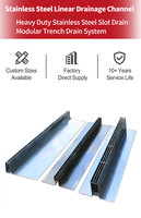 Caniveau de drainage linéaire intégré personnalisé, durable, en acier inoxydable poli argenté, 100 x 100, pour jardin extérieur