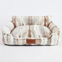 Coussin de luxe pour chien en sherpa teint en fil, entièrement amovible et lavable, canapé pour animaux de compagnie en velours flocon de neige composite doux, coussin pour chat